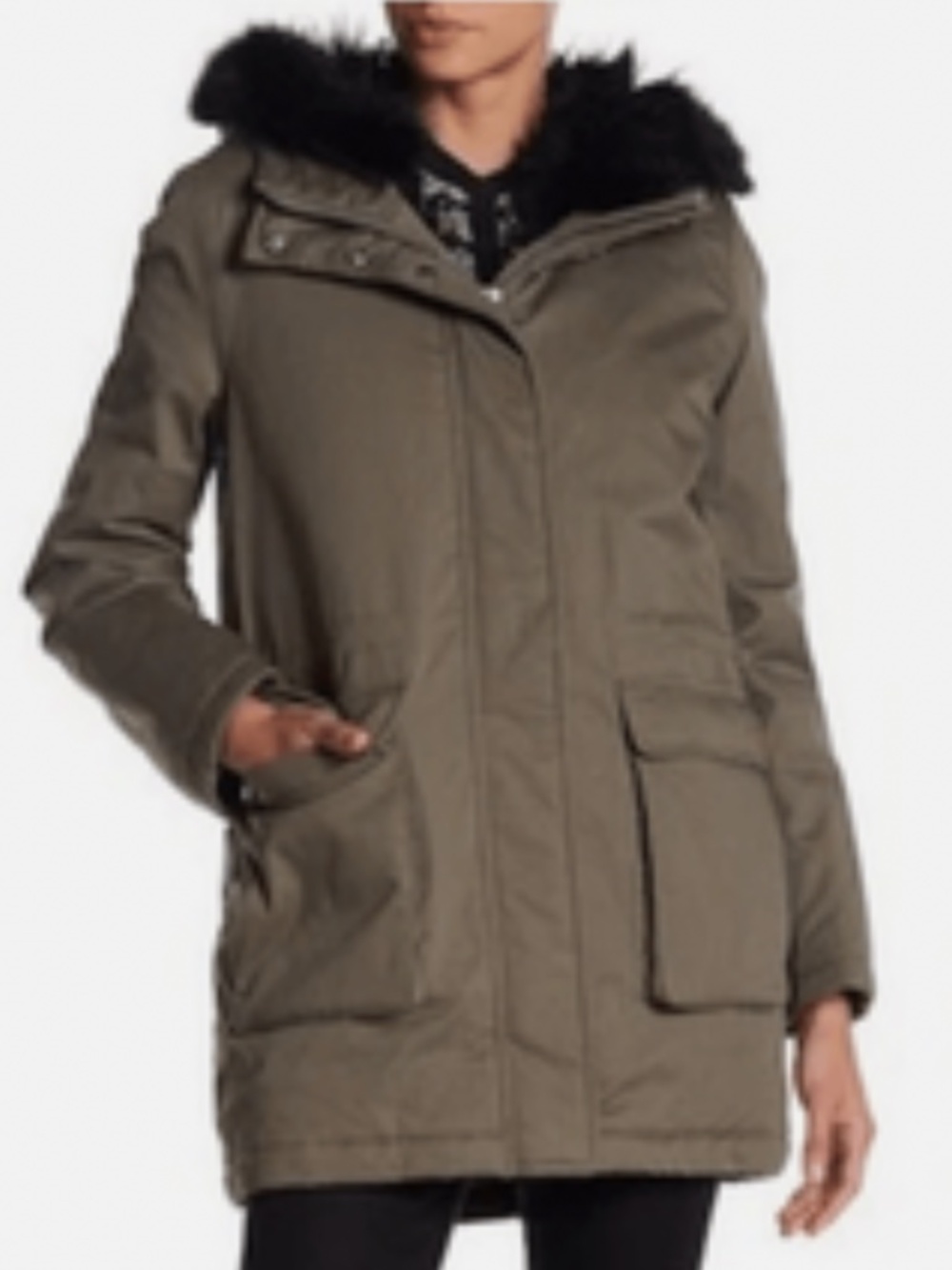🩷 The Kooples heavy cotton parka with black fur hood🩷
